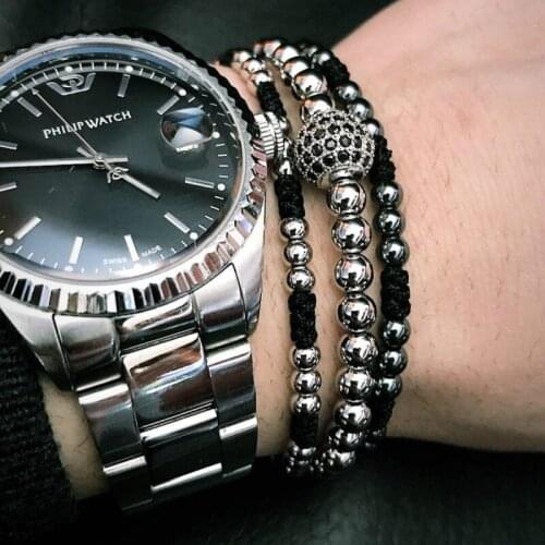 2020 Fashion New Round Disco Ball Men Bracelet Simple Temperament Braided Macrame Bead Bracelet For Women Jewelry Gift