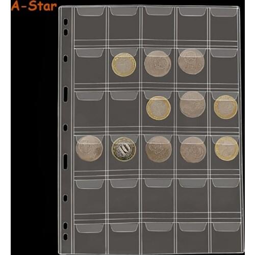 30 Pockets Classic Plastic Coin Holder Sheet Storage Collection Money Album Case
