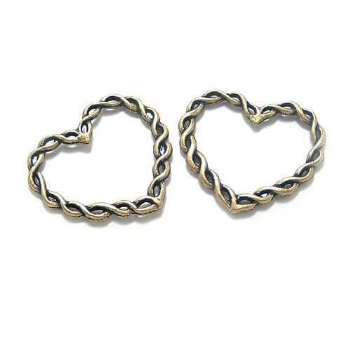 20PCS 30x26MM Antique Bronze Zinc Alloy Twist Heart Charms Pendants Jewelry Making Supplies Diy Findings Accessories