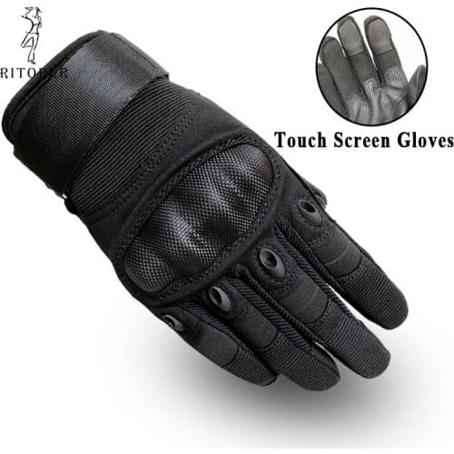 RITOPER Us Military Tactical Gloves Outdoor Sports Army Touch screen Full Finger Combat Slip-resistant CarbonFiber Tortoise