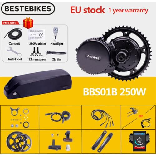 Bafang Moter BBS01B BBS01 36V 250W Mid Drive Motor 8fun Electric Bike Conversion Kit 36V17AH 36V21AH Lithium Samsung Battery