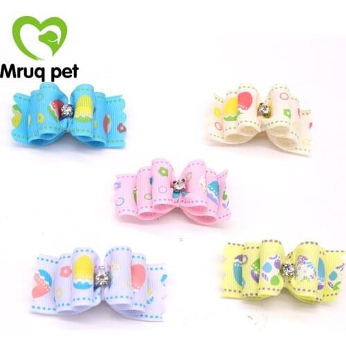 50pcs Cute Pet Dog Hair Bows for Easter Dog Hair Accessory Dog Grooming Bows with Rhinestone Pet Supply