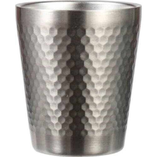 Stainless Steel Honeycomb Dotted Cocktail Glass Double-Layer Wine Glass, Inner Electrolysis and Easy to Clean