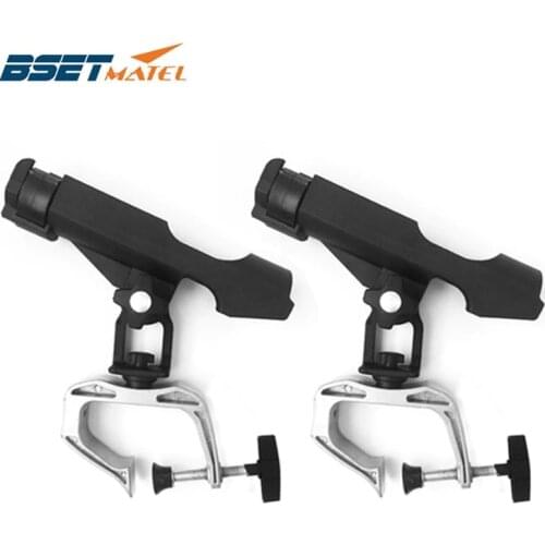BSET MATEL 2X Fishing Rod Holders clamp on Adjustable Removable 360 degree Kayak Boat Support Pole stand Bracket