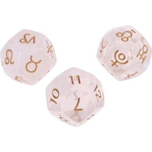 3pcs/set 12-Sided Two-color Bleached Astrological Dices Table Board Role Playing