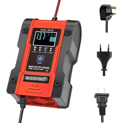 Foxsur universal 12V/24V 6Amp Intelligent Automatic 7 stage Automatic Car Motorcycle Truck Battery Charger Maintainer