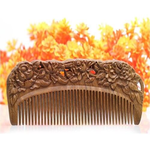Handmade Green Sandalwood Wide Tooth Wood Comb Smooth Comfortable Hair Comb