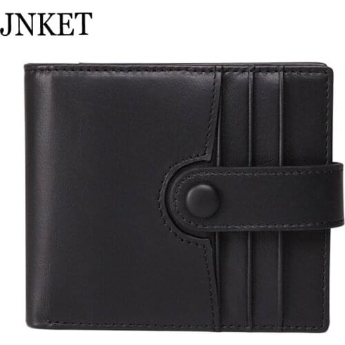 JNKET RFID Antitheft Wallet Cow Leather Clutch Wallet Retro Mens Wallet Billfold Coins Purse Card Holder Zipper Wallet