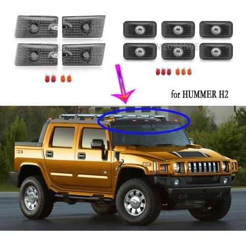 Smoked/White Lens LED Top Roof Light Cab Marker Light Cover Dome Light for Hummer H2 2003-2009 H2 SUT 2005-2009