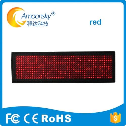 Red led name tag red led name badge 11*44 dots scrolling screen business card tag display advertising rechargeable programmed