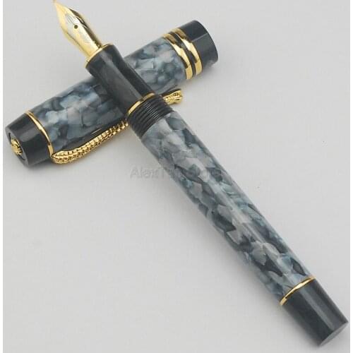 Crocodile Elegant Celluloid Fountain Pen Ice Gray Medium Nib 0.7mm Writing Gift Ink Pen, Crocodile Golden Clip For Office / Home