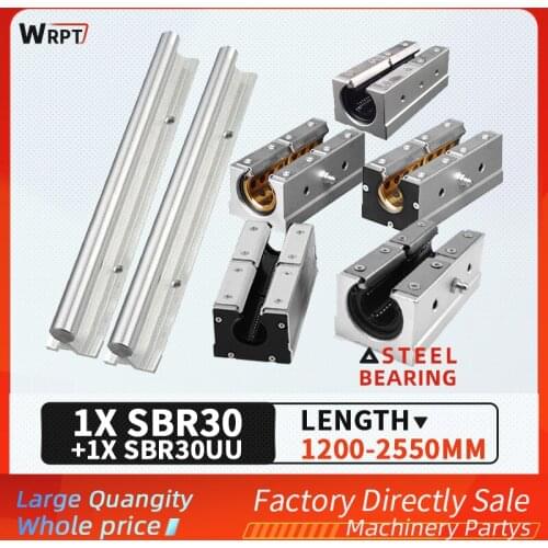 SBR30 guide rail bracket cylindrical linear sliding bearing slide rail 1PCS slider lengthening set length = 1200MM-2550MM