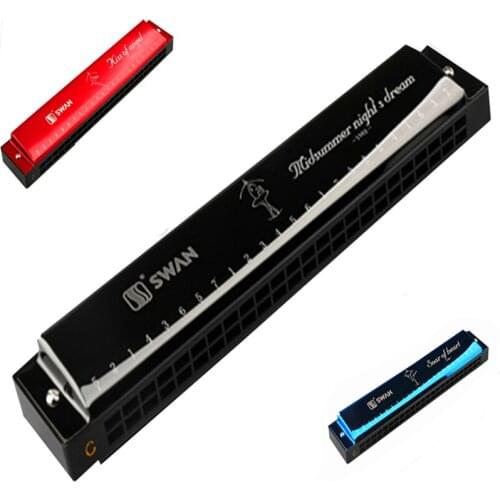 Swan 24 Holes Tremolo Harmonica Key C Folk Armonica Harpa Tremolo Musica Instrumentos 24 Holes Harmonica 3 Colors to choose