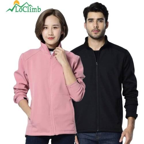 LoClimb Womens Hiking Jackets Men Women Winter Outdoor Fleece Coats Mountain Climbing Trekking Sports Softshell Jacket AM345