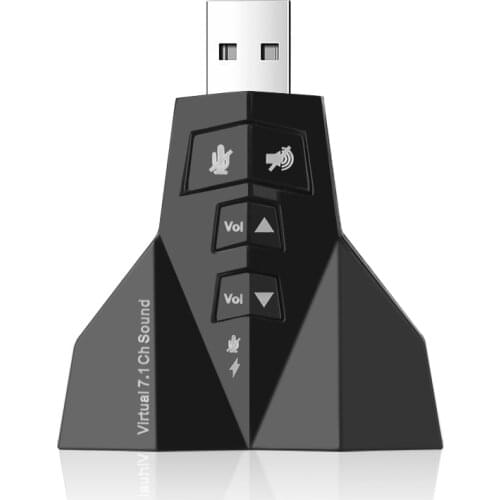 Kebidumei Microphone MIC Headset 7.1 Ch 3D Audio Card Converter Double Sound Card External Virtual 7.1 Channel USB 2.0