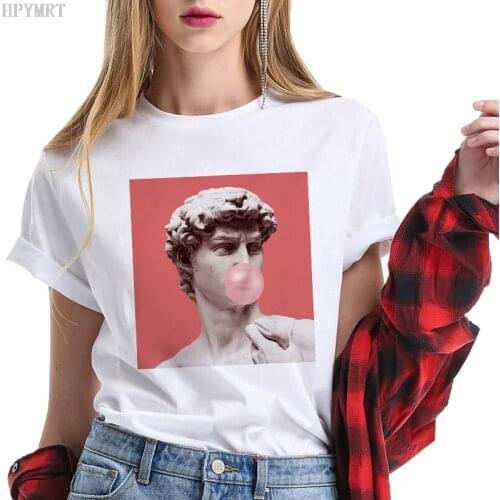 Fashion womens T-shirt David Michelangelo statue funny printing Tshirt Harajuku summer Leisure short-sleeved Large size T shirt