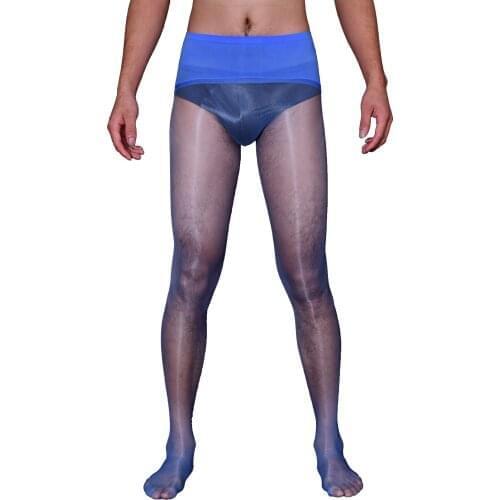 Mens Lingerie Sissy Transparent Pantyhose Ultra Thin Seamless Solid Color Glossy See-Through Sexy Tights Stockings Nightwear