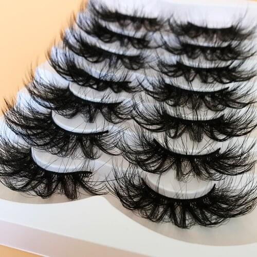 NEW 7Pairs Fluffy 25mm Lashes Mink Eyelash extension Cruelty Free Eyelashes Messy Natural Long Thick False Eyelashes Extension