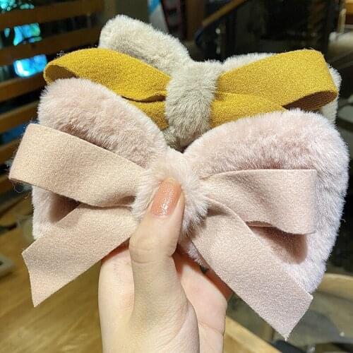 New Trendy Big Multilayers Bowknot Pink Fur Ponytail Barrettes Hair Clips For Women Fashion Hair Accessories Hairpins Wholesale