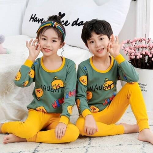New Winter Sleepwear For Baby Kids Full Sleeve Pijamas Infantil 100% Cotton Autumn Kids Pajamas Set Boys Girls Clothes 2-13Y
