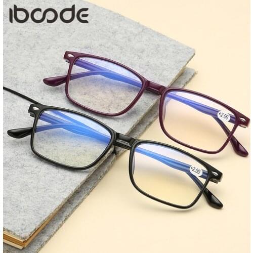 Iboode Men Reading Glasses Blue Film TR90 Presbyopia Women Hyperopia Eyeglasses Female Male Retro Magnifying Eyewear +1.0 To 4.0
