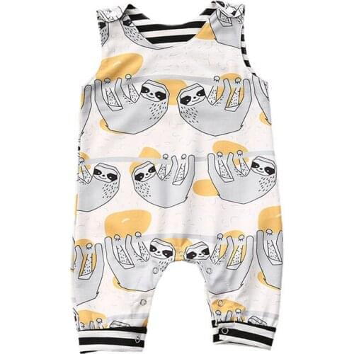 0-3Y Infant Baby Girls Boys Rompers Sleeveless Cartoon Animal Cotton Jumpsuits Clothes Summer