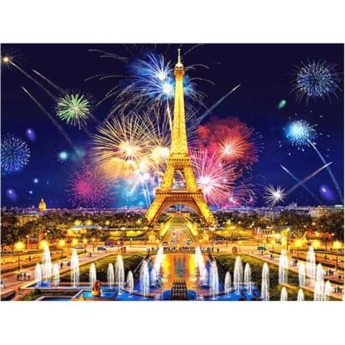 Scenery diamond painting pyrotechnic mosaic art embroidery paris tower rhinestone picture puzzle drawing wall decor diy crafts
