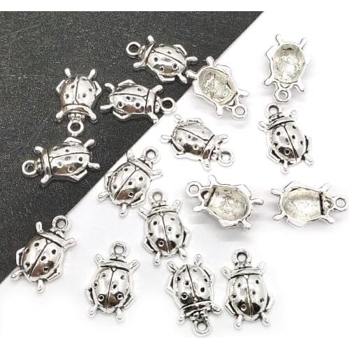 Kids Charms for Jewelry Making, 10PCS Zinc Alloy Beetle Shape Pendant, Metal Supplies,Handmade DIY Necklace Bracelet Accessories