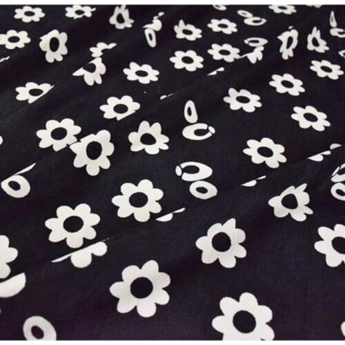 Half Meter Black Bottom Fashion Flower Print Cotton Corduroy Fabric For Autumn Dress Shirt Trousers Girl Garment Material T1494