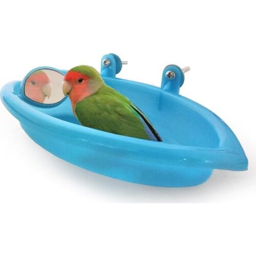 Parrot Bathtub With Mirror Bird Bath Shower Box Mirror For Budgerigar Peony Toys Pet Bird Grooming Small Pet Cage Accessories