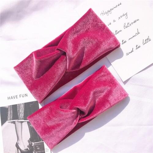 2PCS/Set 2pcs Mom And Baby Headbands Rabbit Ears Elastic Hair Bands Bow Print Hairbands Gold velvet headband hair accessories