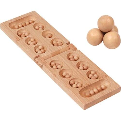 Educational Toys Board Games Folding Wooden Mancala Strategy Games For Adult Children Portable Travel Board Game Set For Kid