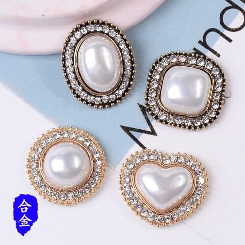 DIY Handmade Jewelry Making 10pcs Anti-gold color New fashion Alloy Material Crystal Pearl Heart/Round/Oval Shape charm