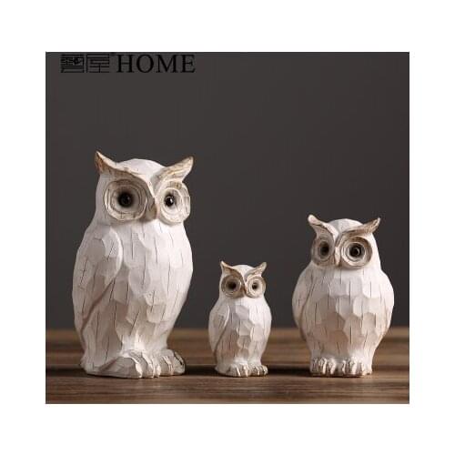 NORDIC COUNTRY UP CREATIVE HOME LIVING ROOM TV CABINET BOOKCASE DECORATION RESIN OWL CRAFT STATUE