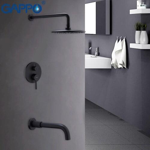 GAPPO shower faucet rainfall shower set bathroom shower mixer black and chrome waterfall bath faucets concealed shower set