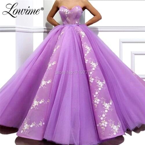 Light Purple Floral Pattern Prom Dresses Vestidos De Gala 2019 Sweetheart Wedding Party Dress Arabic Evening Gown Abendkleider