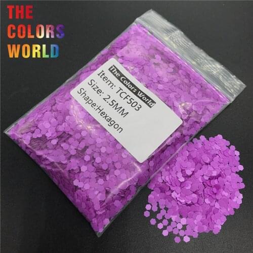 TCF503 Hexagon Shape Neon Matte Purple Color Solvent Resistant Nail Glitter Nail Art Decoration Makeup Face Glitter Handwork DIY