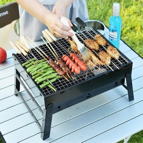 Transhome Stainless Steel Portable Bbq Grill Family Burner Oven Outdoor Garden Charcoal Barbeque Cooking Foldable Picnic 2020