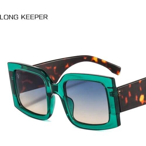Vintage Oversized Square Sunglasses Brand Designer Fashion Rectangular Thick Frame Leopard Sun Glasses Men Retro Shades UV400