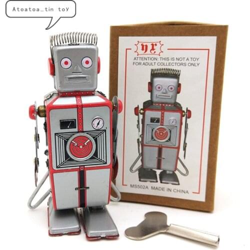 Vintage Retro Robot Tin toys Classic Clockwork Wind Up Collection Tin Toy For Adult Kids Collectible Gift
