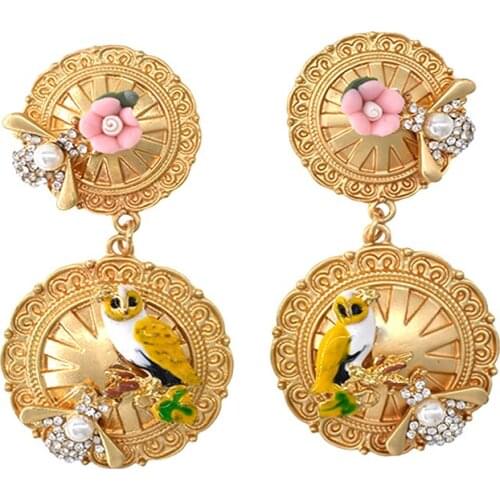 New Design Gold Color Honey Bee Earring Fashion Women Big Drop Earrings Insect Fly Bird Honey Cute Creative Bee Charm Earrings