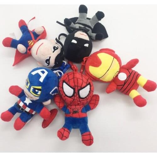 Disney Movie 1psc 10cm The Avengers Super Hero Spiderman Iron Man Batman Captain America Keychain Plush Toys Gift for Kids