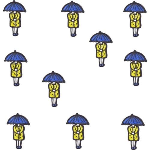 10PCS Umbrella Girl Applique Cute Patches for Glue Embroidery Clothing Patches for Kid Garment Iron on Transfer Patch Decoration