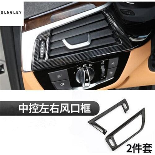 2pcs/lot ABS carbon fiber grain front both sides air conditioning outlet decoration cover for 2017-2018 BMW 528 530 540 G30