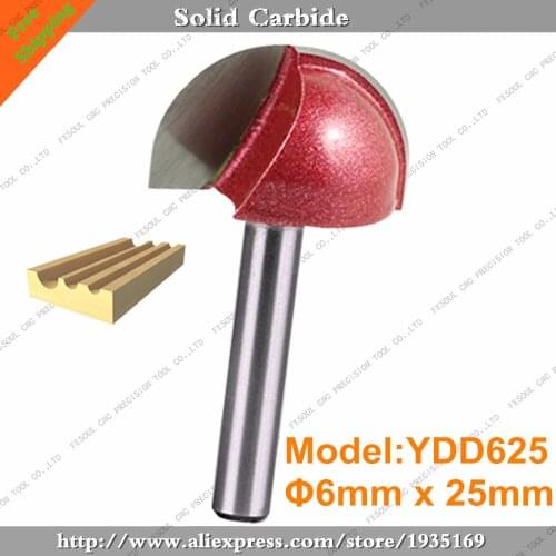 6mm*25mm,10pcs,Free shipping CNC Engraving Woodworking Milling Cutter,Tungsten Solid carbide End Mill,Round Bottom Router Bit