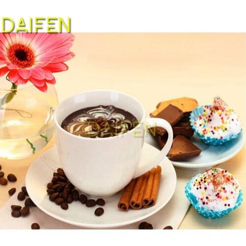 Full Round Diamond painting 5D DIY Diamond embroidery Cross stitch chocolate Full Square Diamond mosaic cake and cafe cup flower