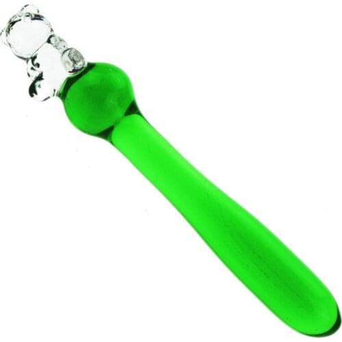 19cm Bear Glass anal plug bullet sex toys for women man G SPOT green crystal anal lesbian gay Stimulating anus BUTT toys Shop