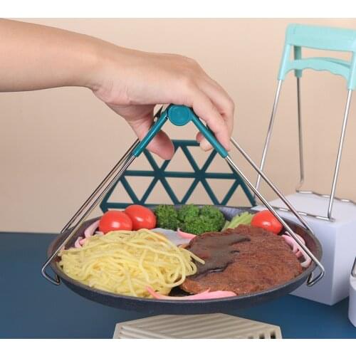 Household Kitchen Stainless Steel Clip Bowl Holder Non-Ironing Portable Plate Dinner Plate Kitchen Gadget Bowl Clip