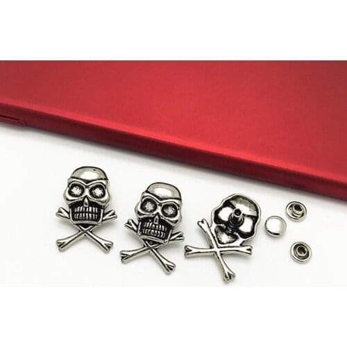 25*15mm Skeleton Skull Cross Bones Rivet Cap Stud Bracelet Shoe Bag Wallet Jean Belt Leather Craft Chocker Punk Rock Accessories