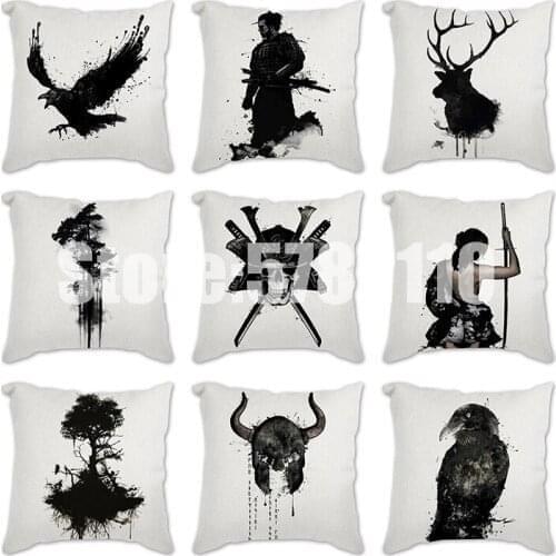 Octopus samurai crow skeleton Decorative Cushion Cover Polyester Throw Pillowcase 45*45cm Sofa Home Decorative Pillow Cover